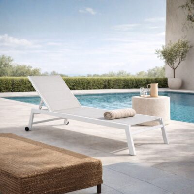 lettino Hilde con ruote bianco cloud Bizzotto