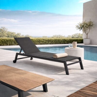 lettino prendisole Hilde antracite con ruote Bizzotto