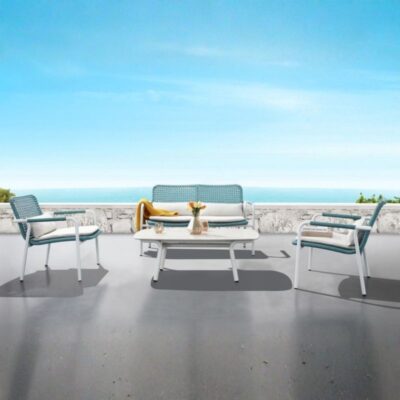 set divano pioneer con poltrone e tavolino higold