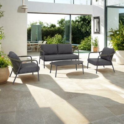 set salotto Miravet 4 posti antracite verde Bizzotto